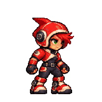 Cinder in a red helmet with a swept fin