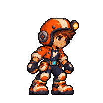 Copper in an orange work jacket and headlamp helmet